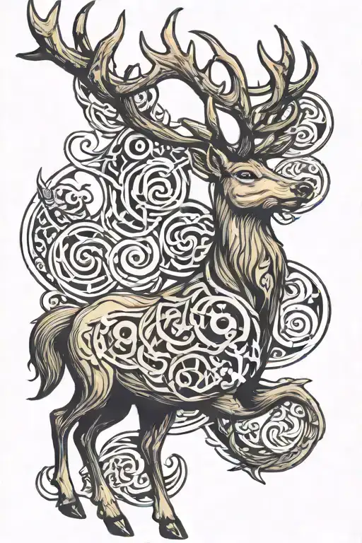 Norse Stag And Norse Alphabet