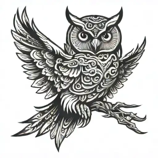 Tribal Owl Flying