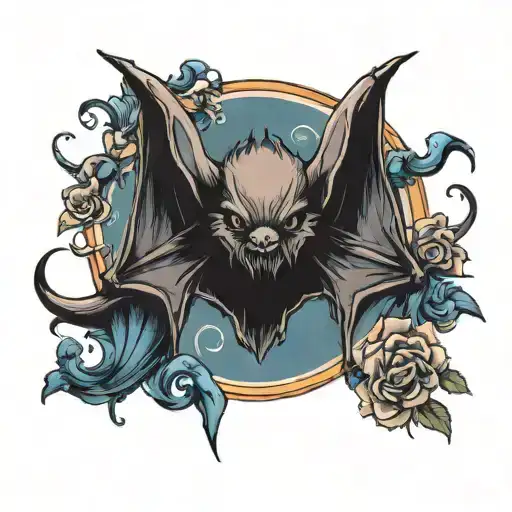 Upsidedown Bat Hanging From Torns