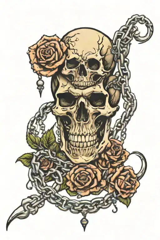 Skull Roses Scorpion With Chains
