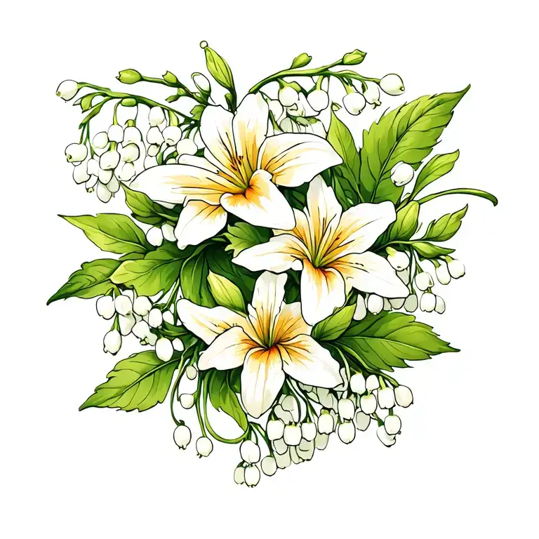 Honeysuckle And Lily Of The Valley Flowers Intertwined