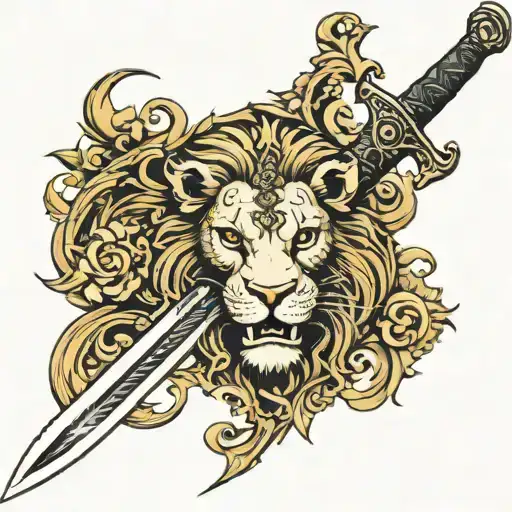 Zulfiqar Sword With Lion Face In It