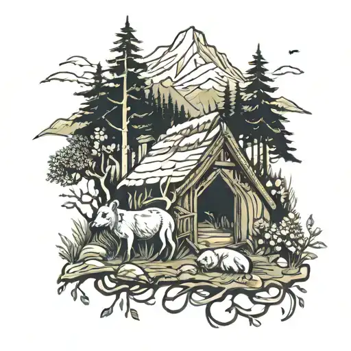 Animal Den In The Meadow Of The Valley Of The High Forest Mountains