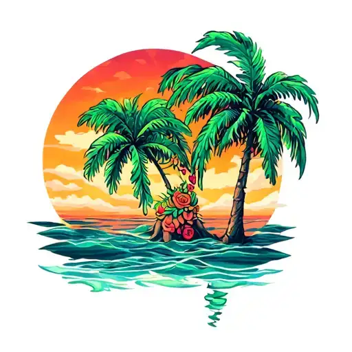 One Love As The Trunk Of A Palm Tree