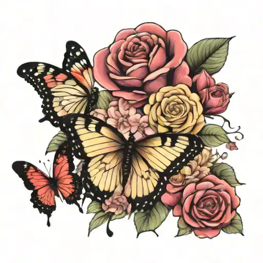 Hydrangea Rose Azalea Butterfly