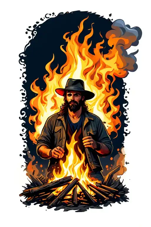 Ross Campfire With Smoke Rising