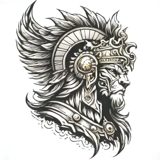 Spartan Warrior Lion Wearing A Crown