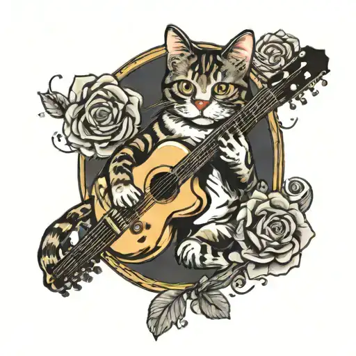 Guitar And Cat