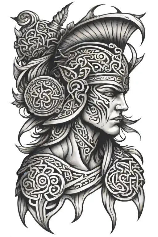 Celtic Warrior Sleeve Tattoo Design Inspired