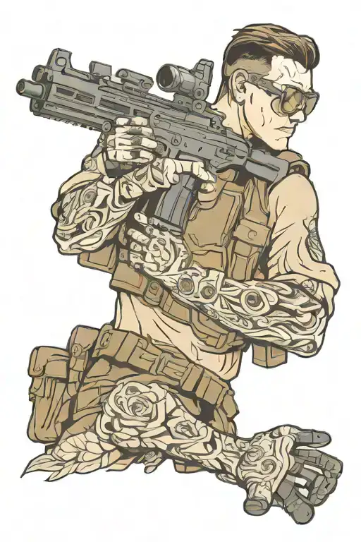 Airsoft Player Holding A Gun