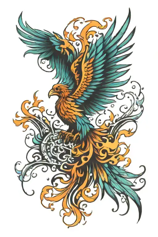 Phoenix Rising From The Ashes In Bright Colour