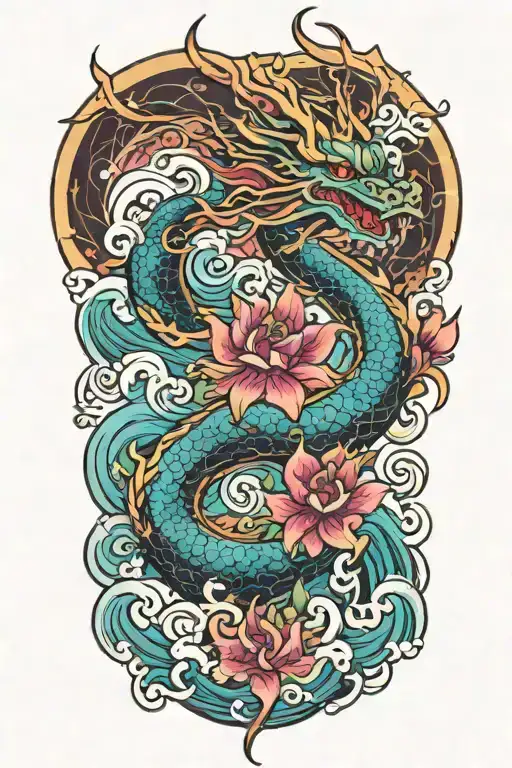 Flower Waves Dragon Color
