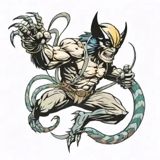 Wolverine Fighting Snake Wrapped