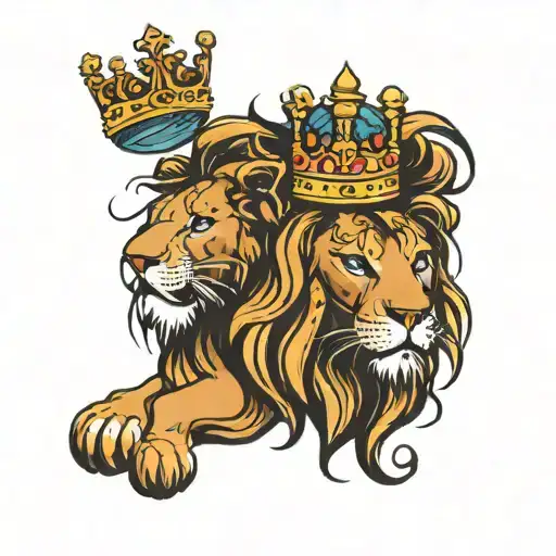Lion With A Crown And Globe Surrounded