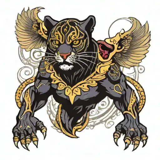 Black Panther With Wings Spread Wide