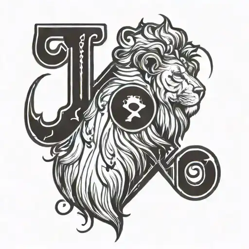 Heartbeat Line With A Lion Head And The Letter L