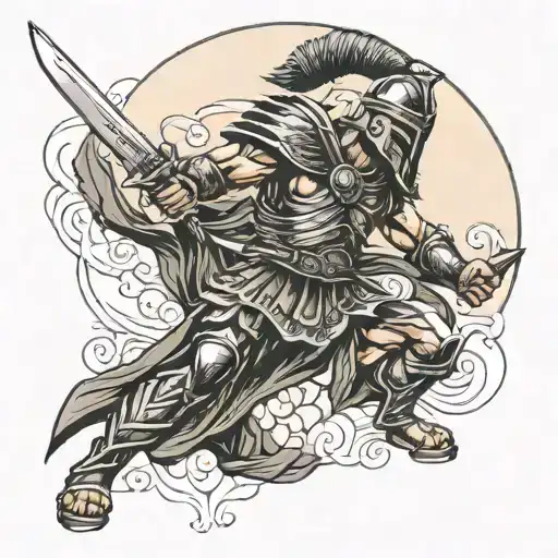 Gladiator Stabbing Gladiator With Sword