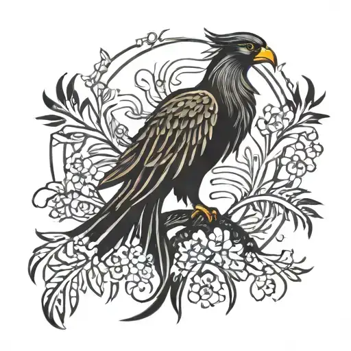 Phoenix Rising With Tree And Ferns