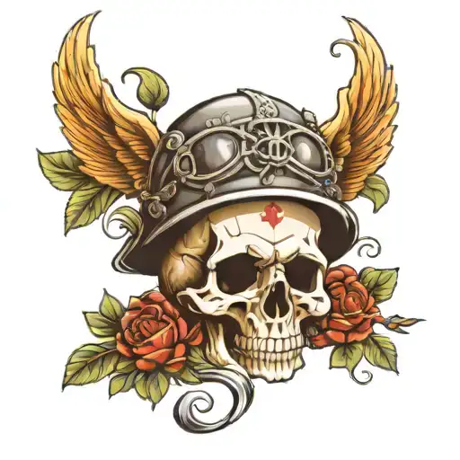 Skull And German Helmet Adorned