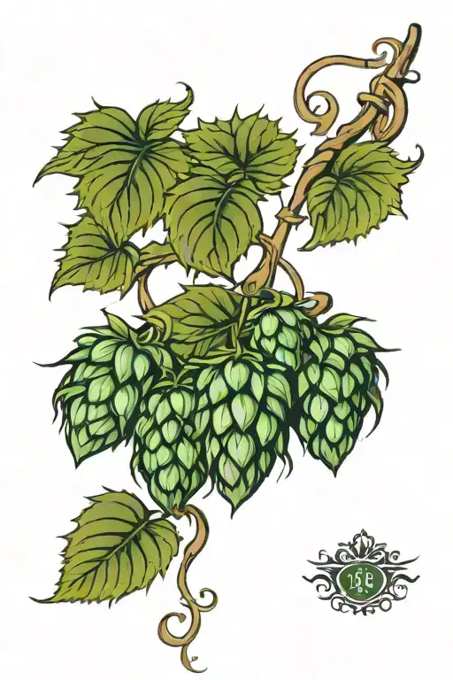 Hops Vines With Barley Grains And Water