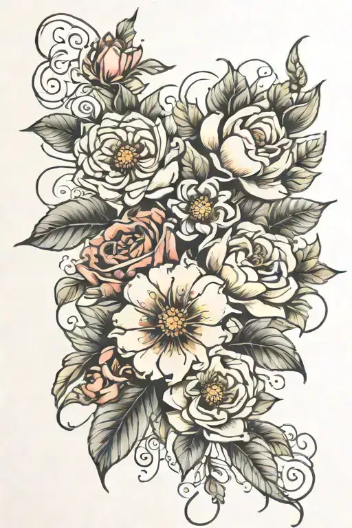 Flower Bouquet Fine Line