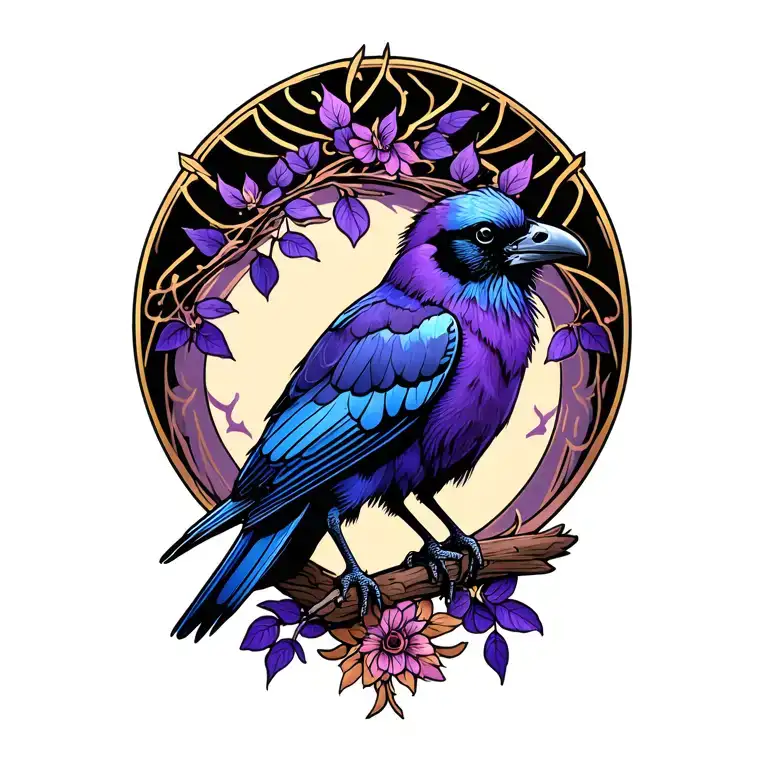 Purple And Blue Crow