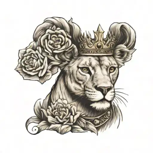 Lioness With A Crown Looking