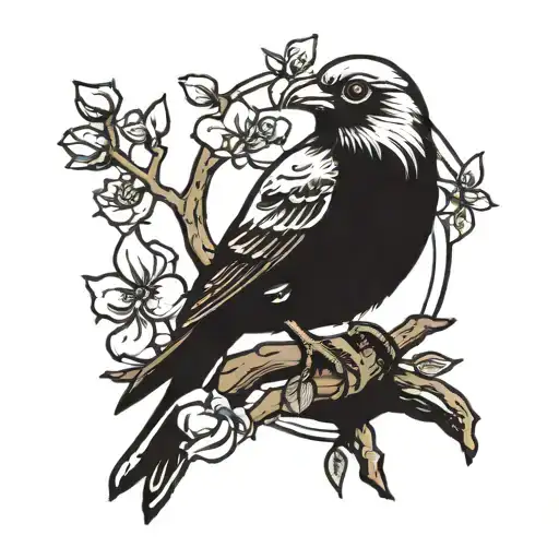 A Lone Bird Sitting On A Tree Branch