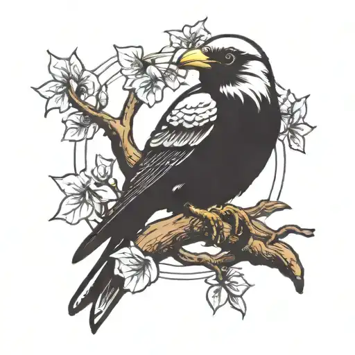 A Lone Bird Sitting On A Tree Trunk