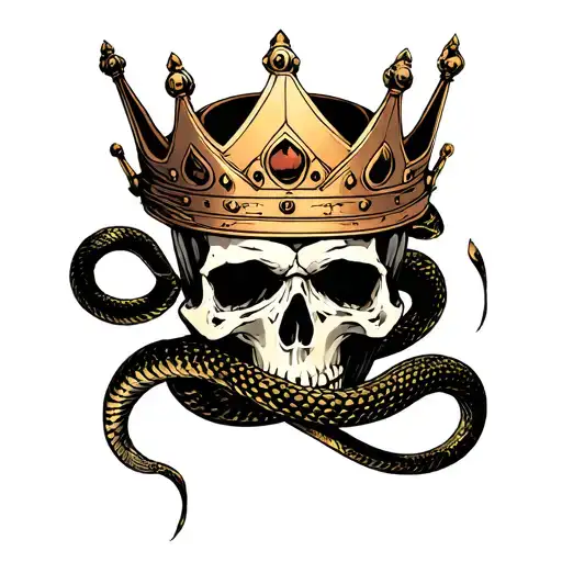Skull Crown And Snake Wrapped