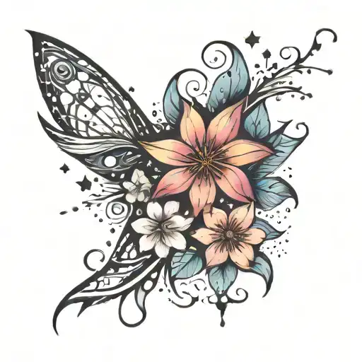 Galaxy With Stars And Flowers