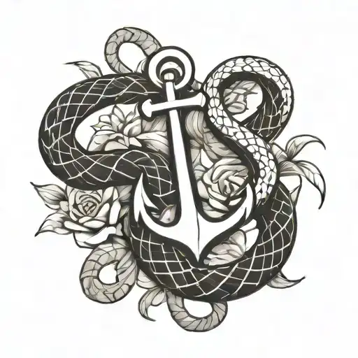 Anchor And Snake Black And White
