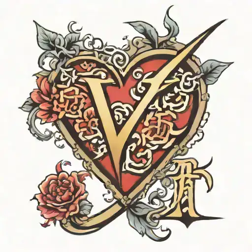 Chinese Alphabet V Inside The Heart