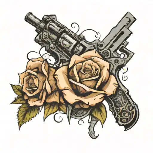 Roses With Torn And Gun 2Nd Amendment