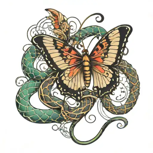 Butterfly And Snake Wrapped