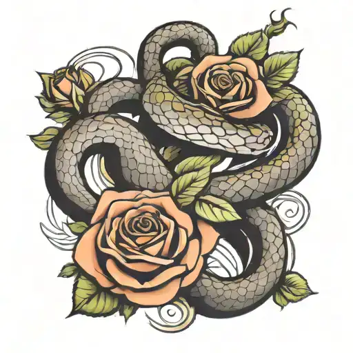 Snake And 3 Roses Wrapped