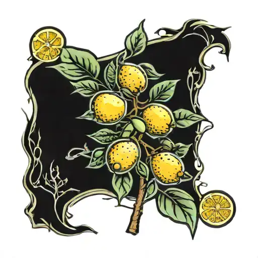Lemon Tree With Lemons And Thorns