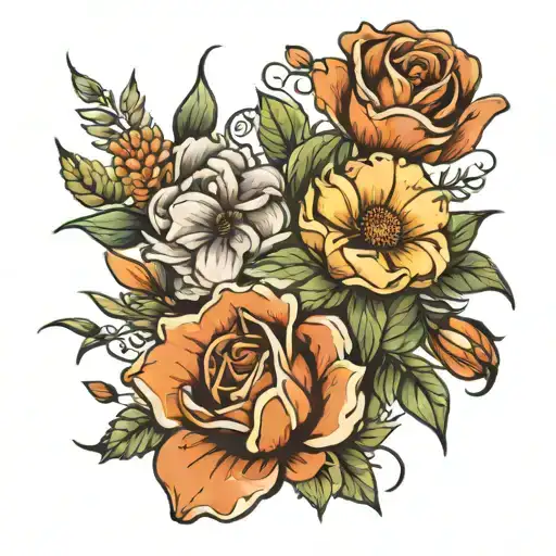 Flowers Wrap Birth Month February October August