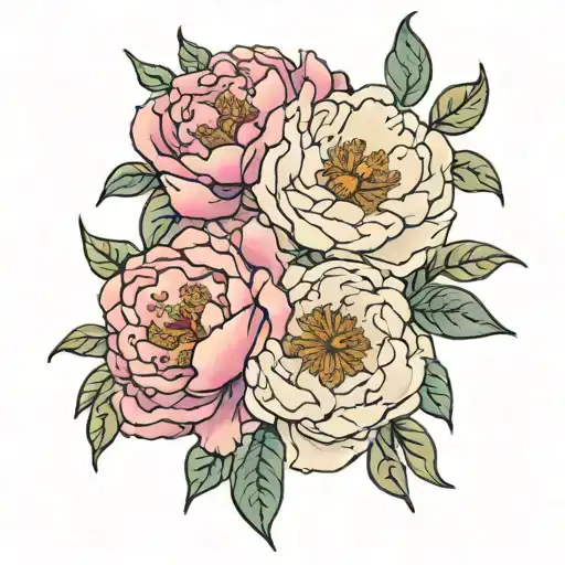 Peonies Flower Tattoo With Wife