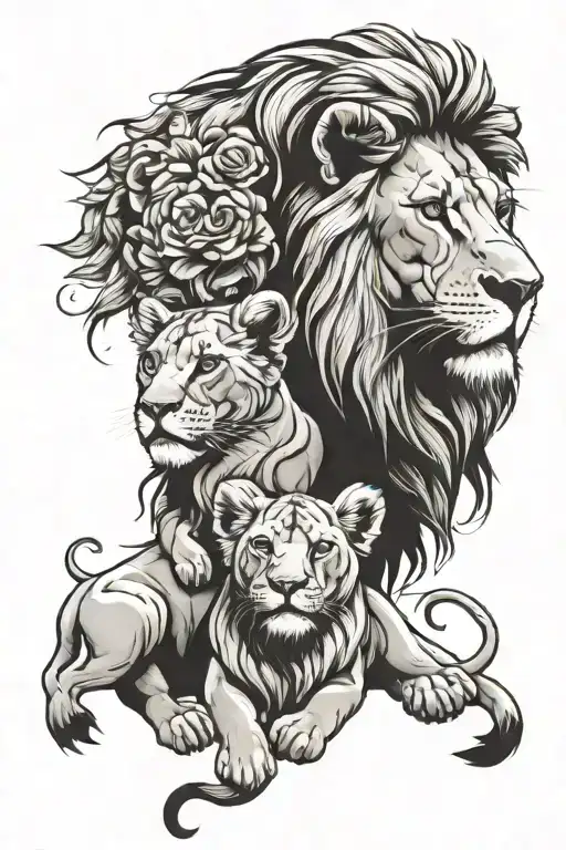 Lion With Cub Faces