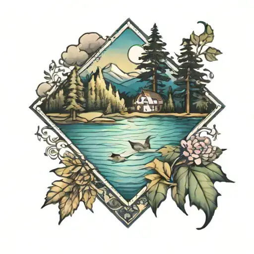 Diamond Lake Cassopolis Michigan As Border For Image