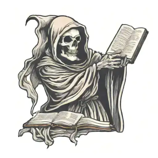 Grim Reaper Holding A Bible