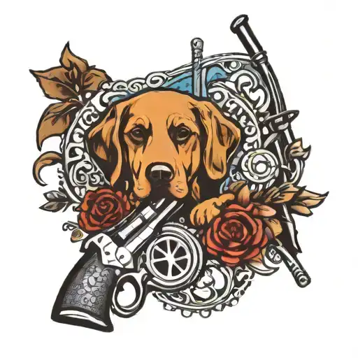 Rifle And Dog Paw Print