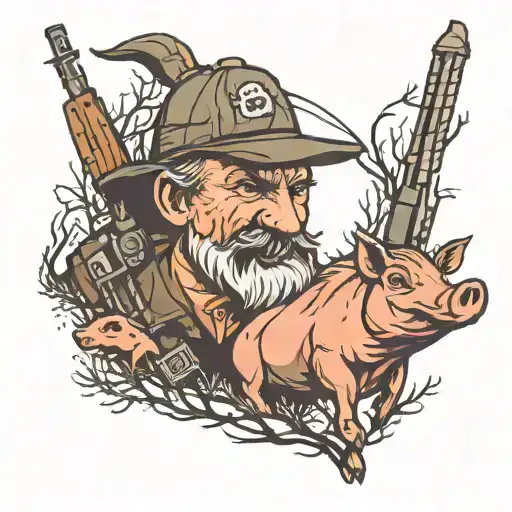 Father And Daughter Hog Hunting