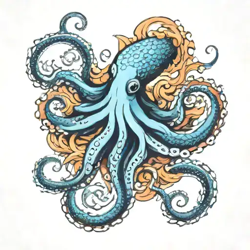 Octopus Water Koi Fish Swimming Together