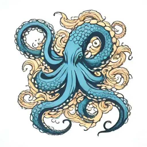 Octopus Water Koi Fish Swimming Together