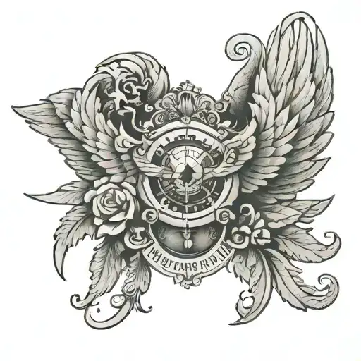 Wings On Chest With Birth Dates
