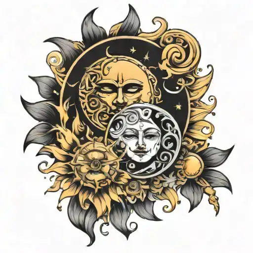 Sun And Moon Merging Together