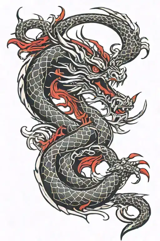 Dragon Black Red Long