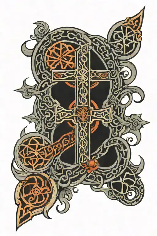 Religious Celtic Pattern With Elements